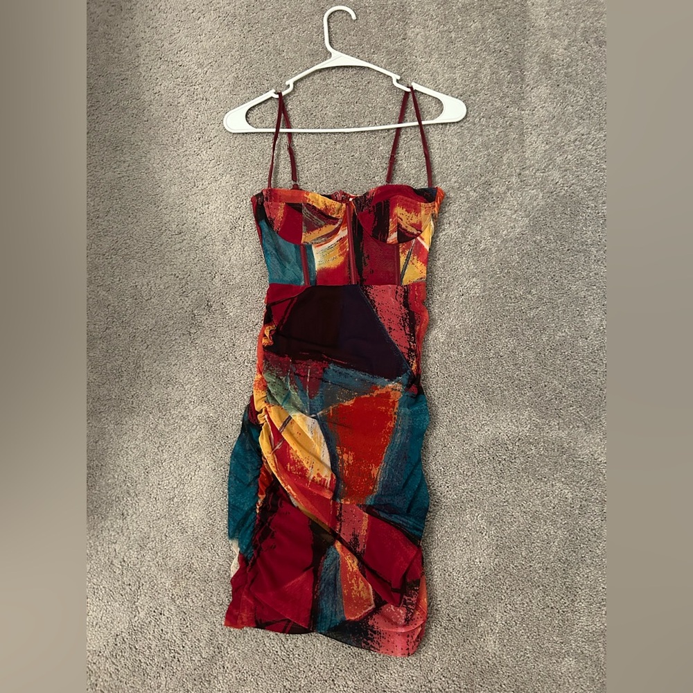 Multicolored corset mini dress